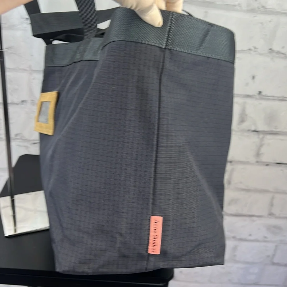 Acne Studios Post Ripstop Nylon & Suede Tote Black